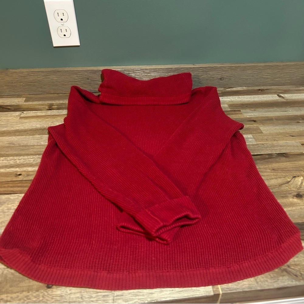 Lauren Ralph Lauren 100% Cotton Women’s Red Cowl Neck Sweater Size Medium - Picture 3 of 5